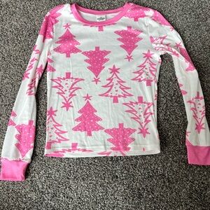 SHEIN Pink and White Tree Print Long Sleeve Tee
